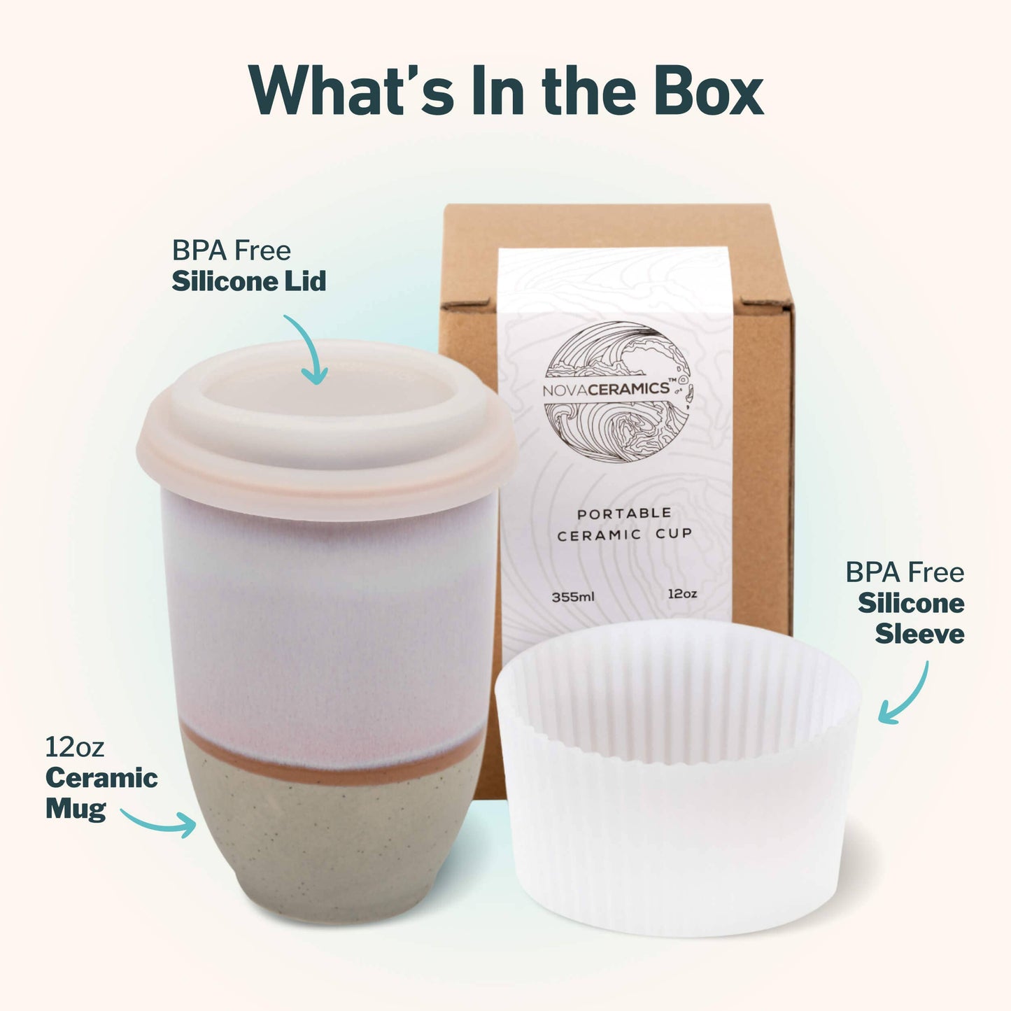 Horizon Ceramic Travel Mug – 12oz with Lid & Sleeve