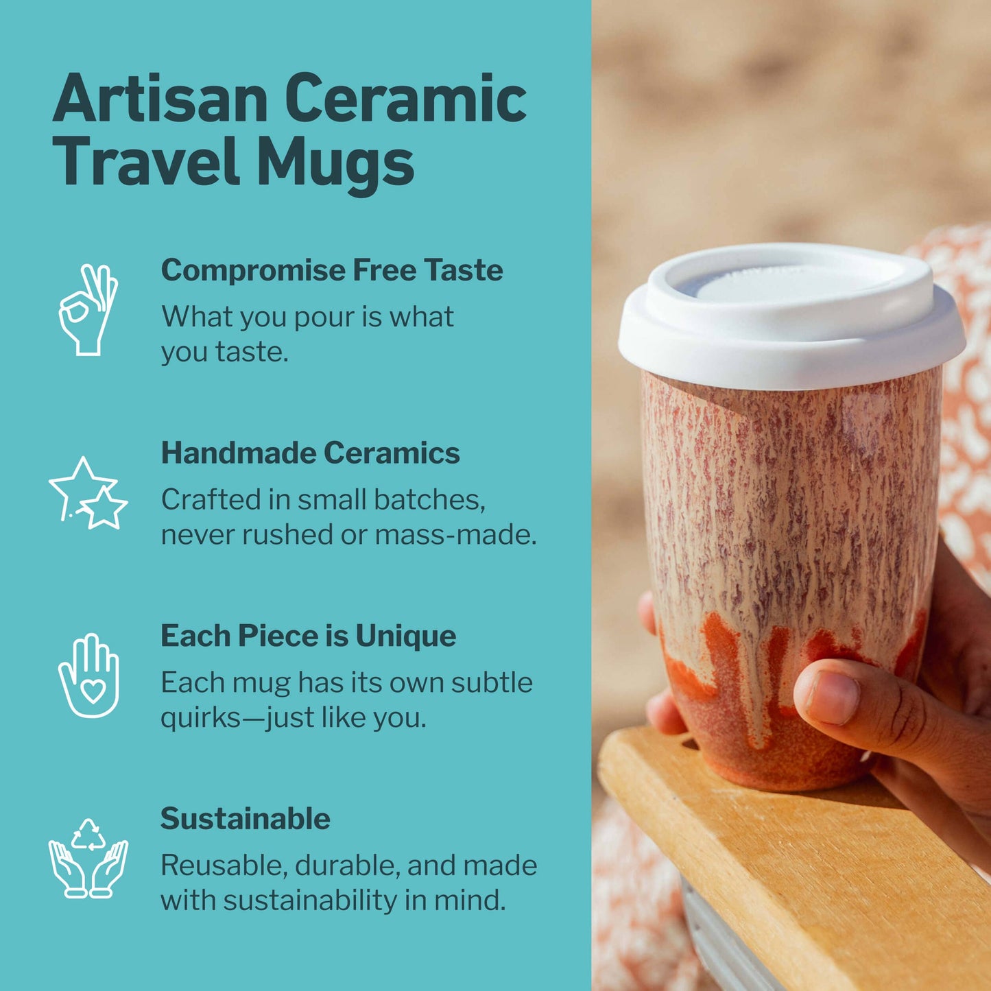 Jupiter Ceramic Travel Mug – 12oz with Lid & Sleeve