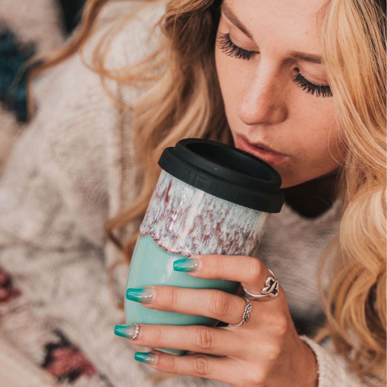 Nebula Ceramic Travel Mug – 12oz with Lid & Sleeve