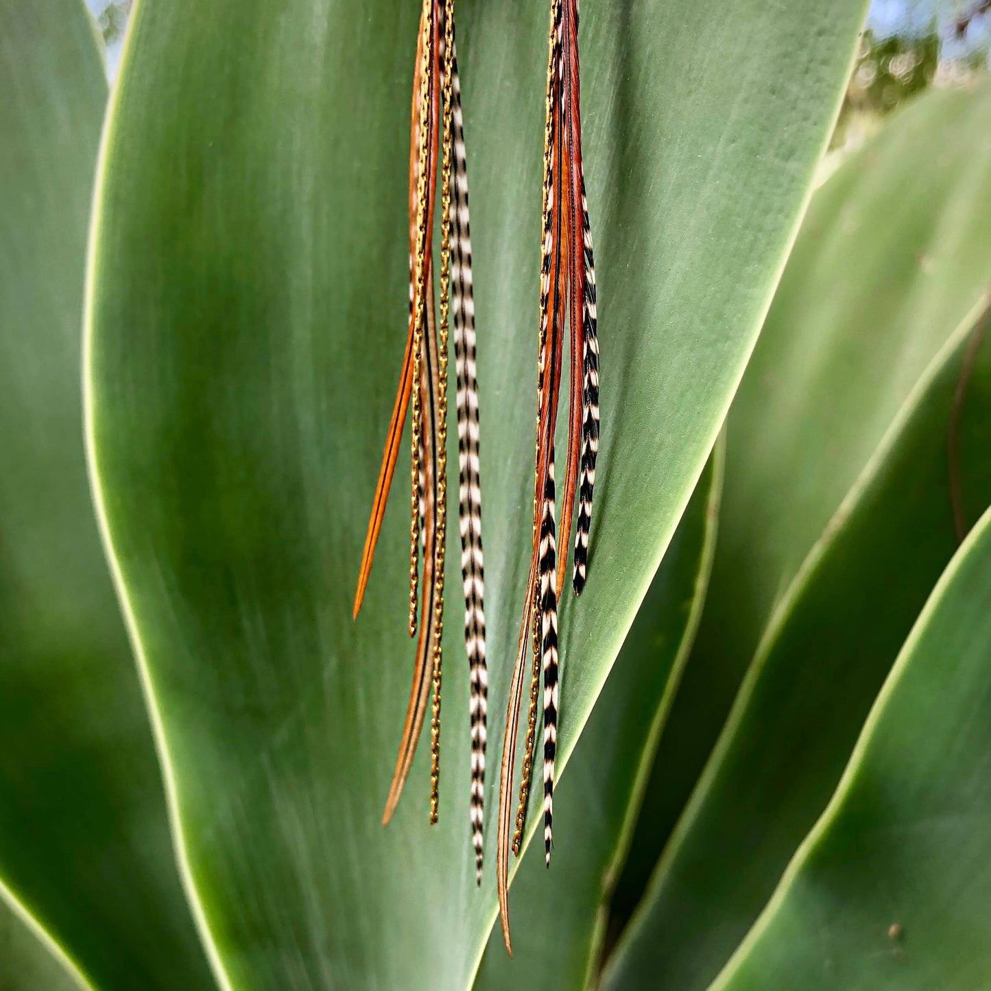 Mini Feather Earrings - Grizzly & Fawn/Gold