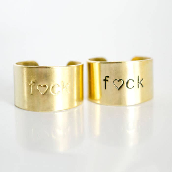 "Fđź’›CK" Hand Stamped Brass Ring