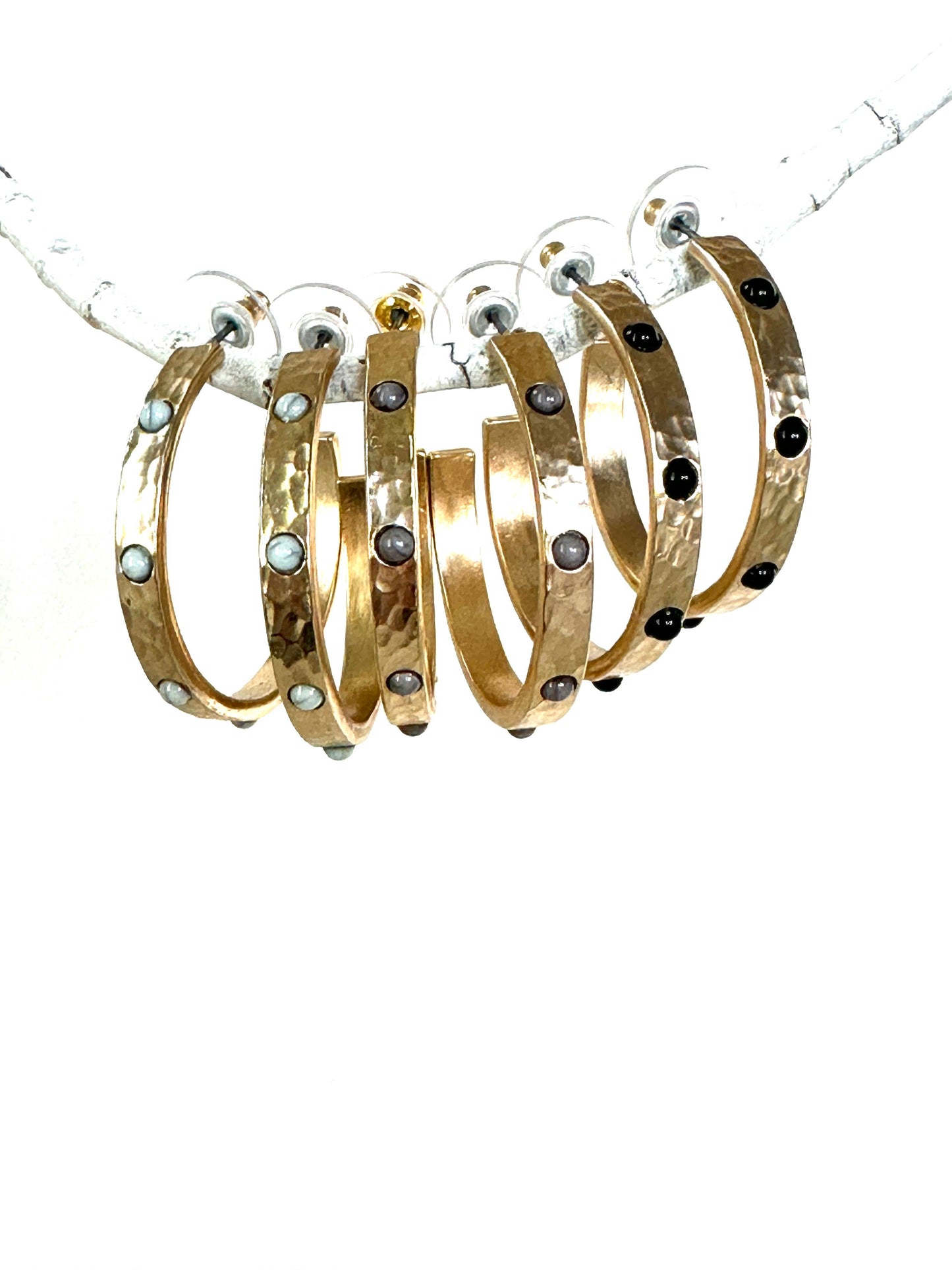 Hammered Stone Hoops