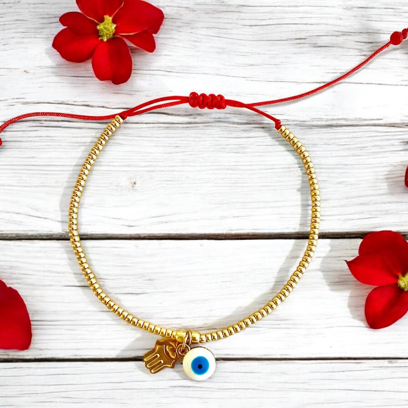 Good Vibrations Shop - Divine Protection Bracelet⎮Hamsa Hand & Evil Eye