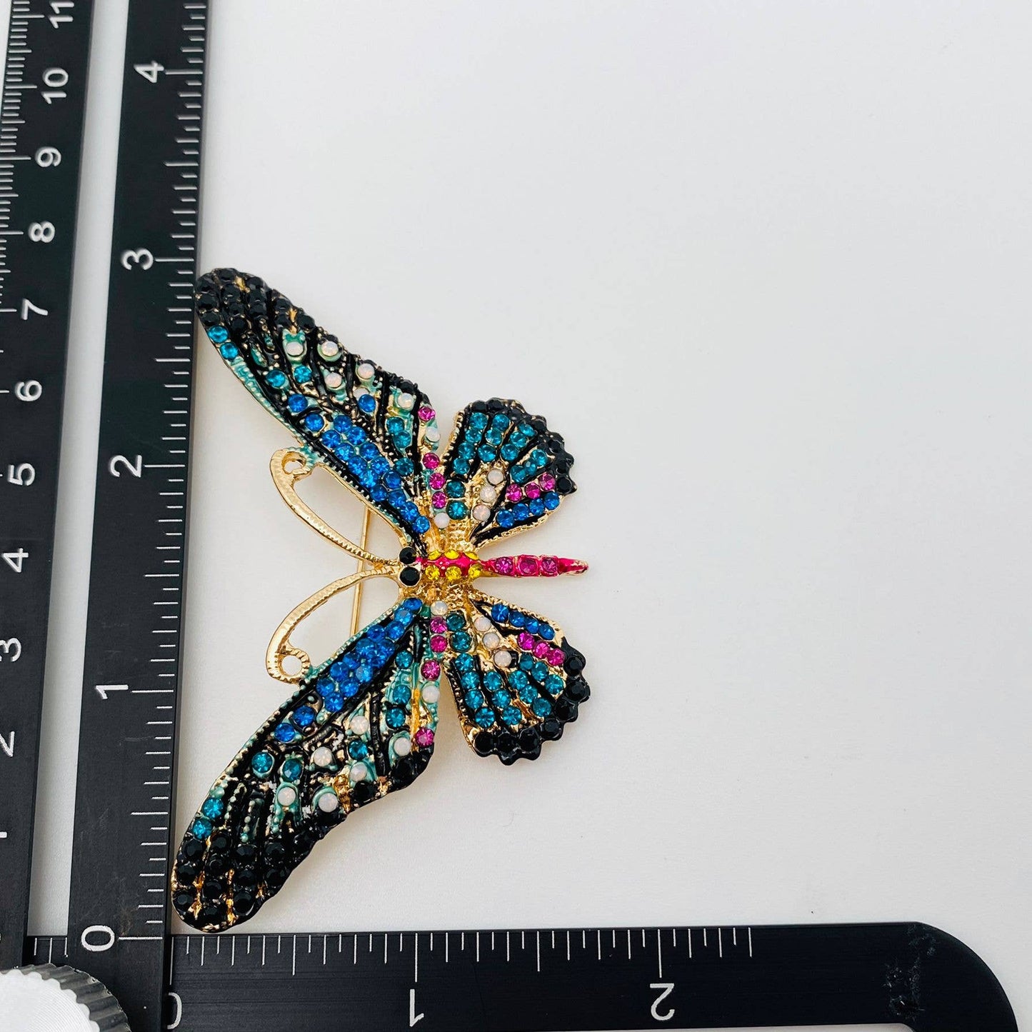 Colorful Rhinestone Enamel Butterfly Brooch