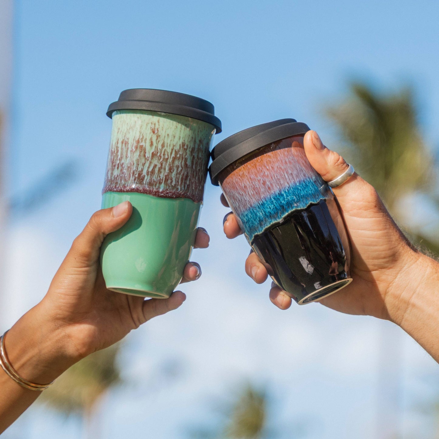 Monsoon Ceramic Mug – 12oz Reusable Cup with Lid