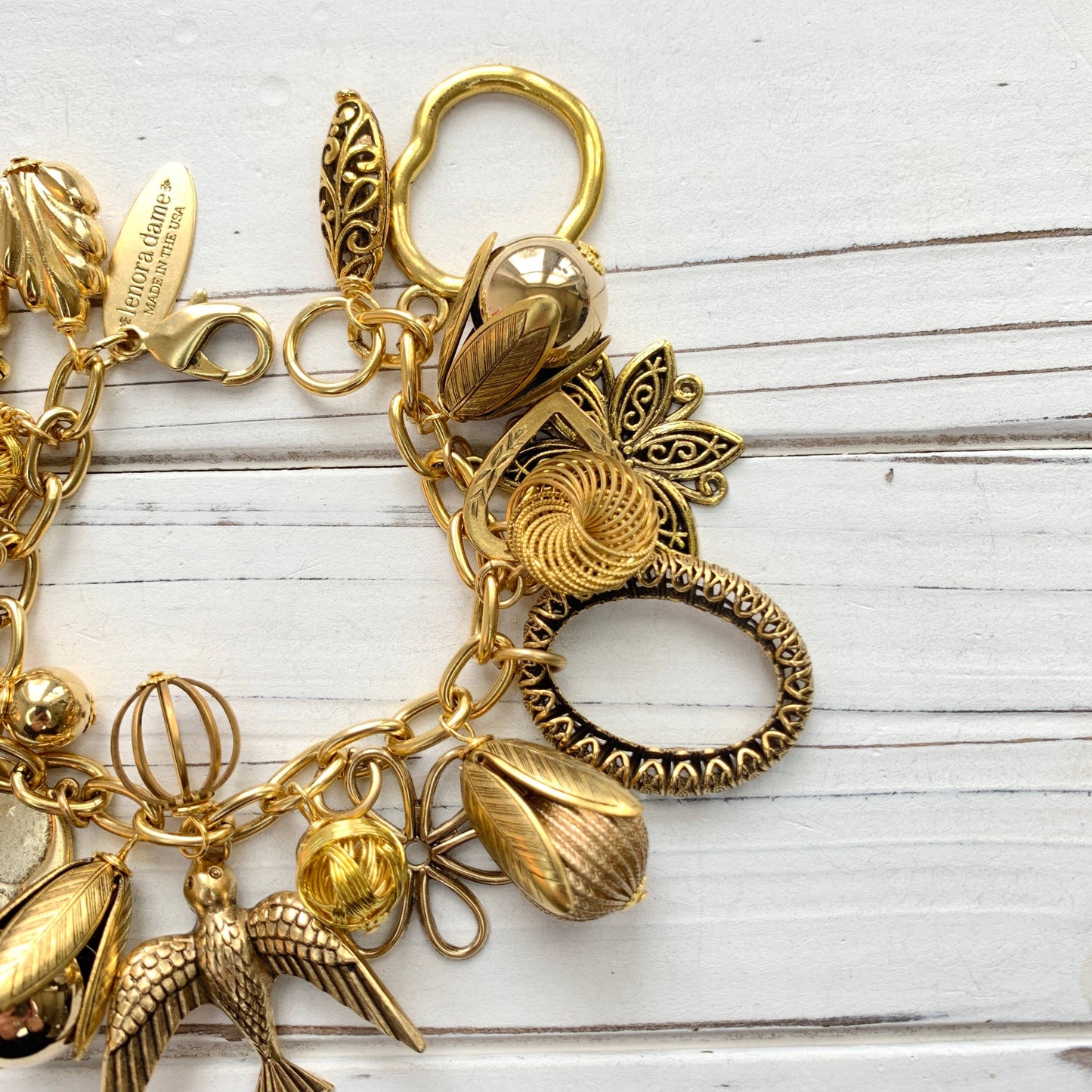Lenora Dame - Vintage Inspired Gilded Charm Bracelet