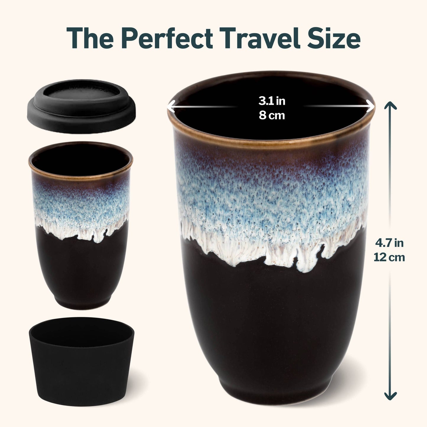 Monsoon Ceramic Mug – 12oz Reusable Cup with Lid