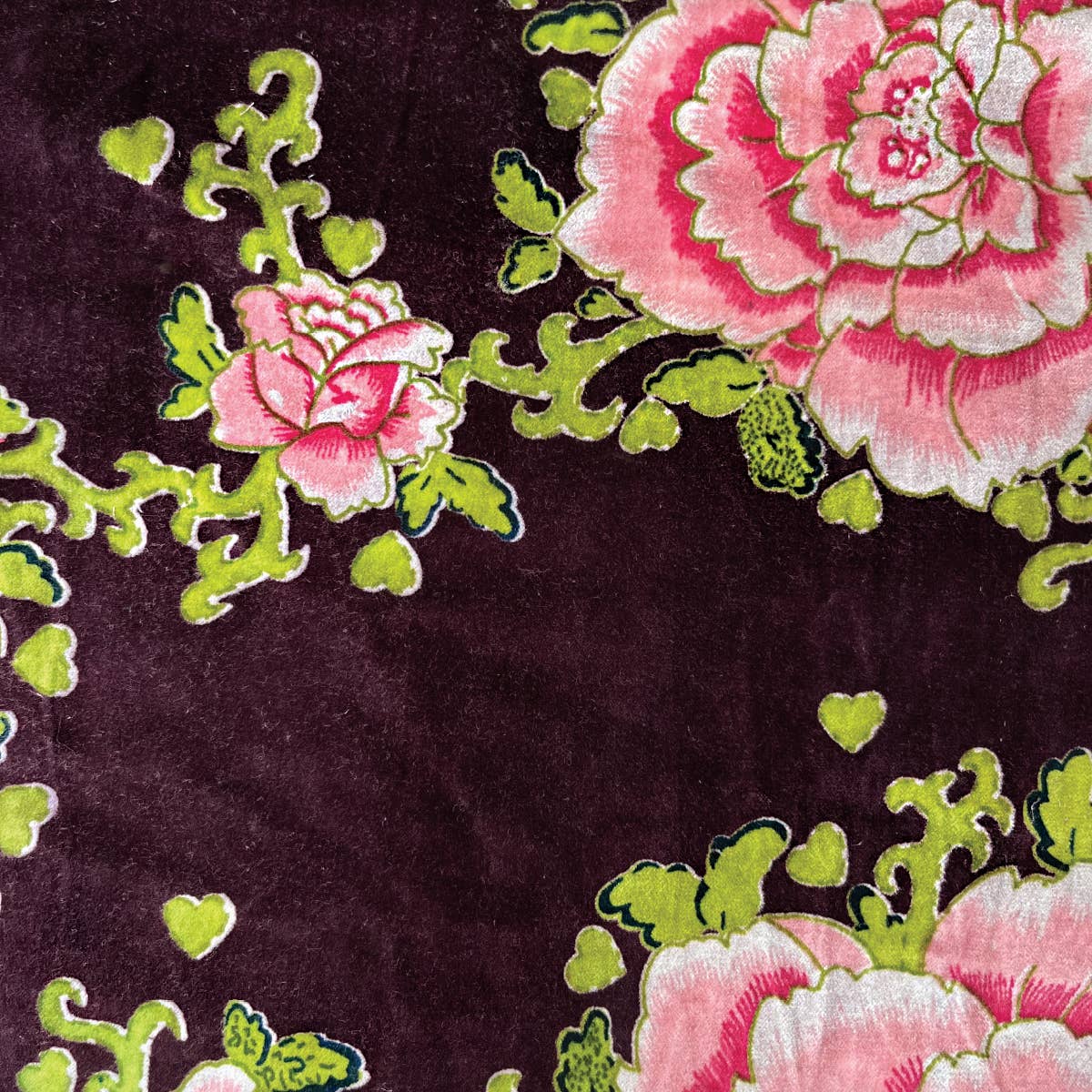 Little Journeys Chicago - Rome Velvet Pouch Peonies Purple