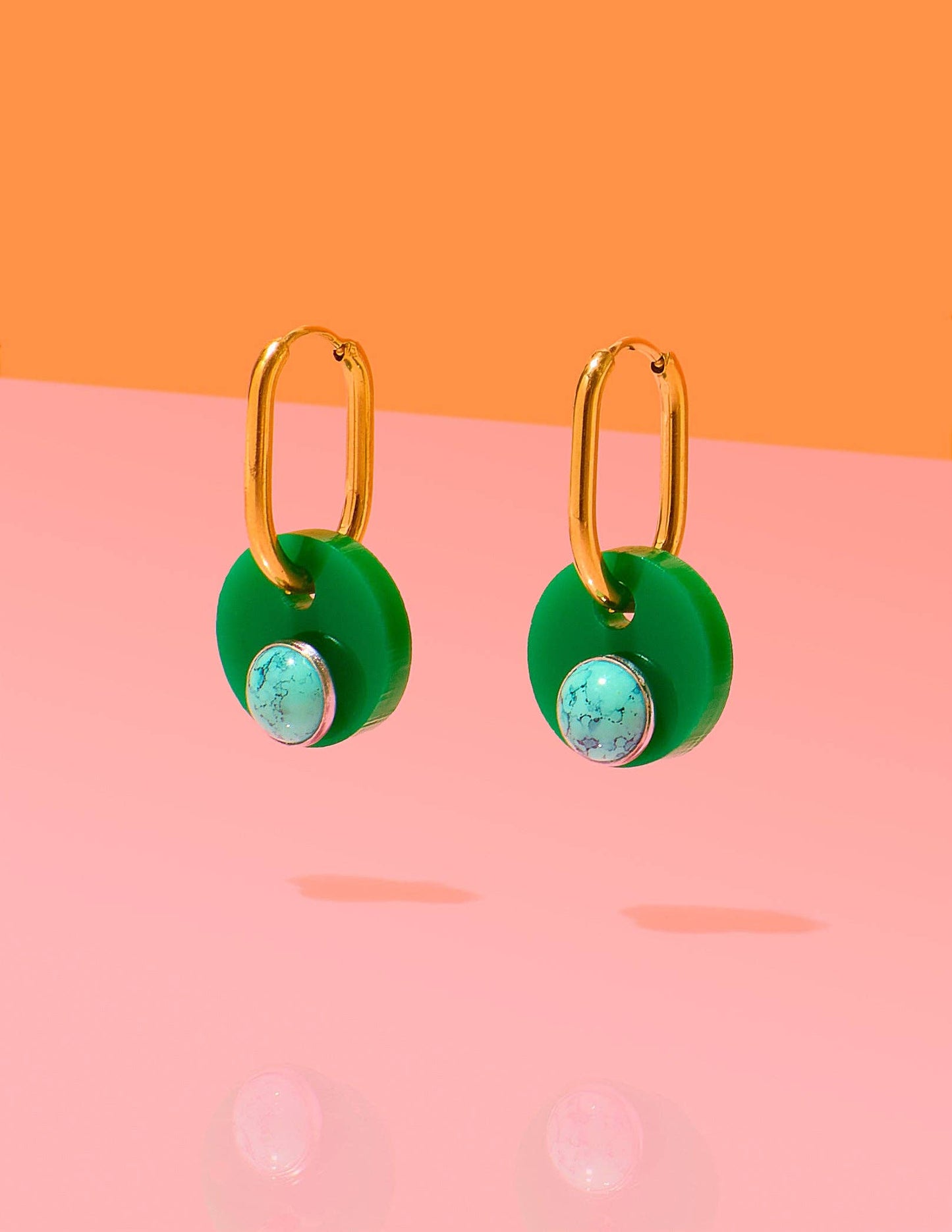 Tribe + Temple - Deco Glam Medallion Oval Hoops Green