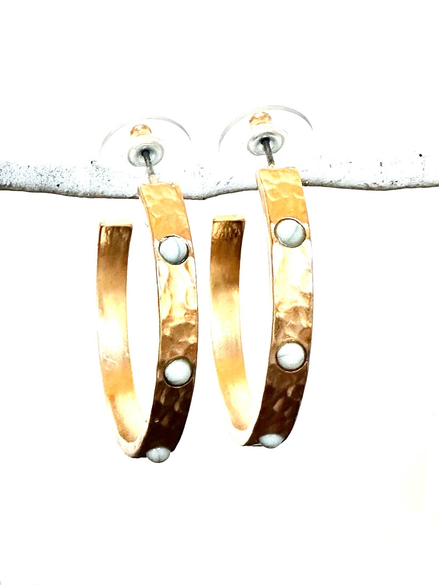 Hammered Stone Hoops