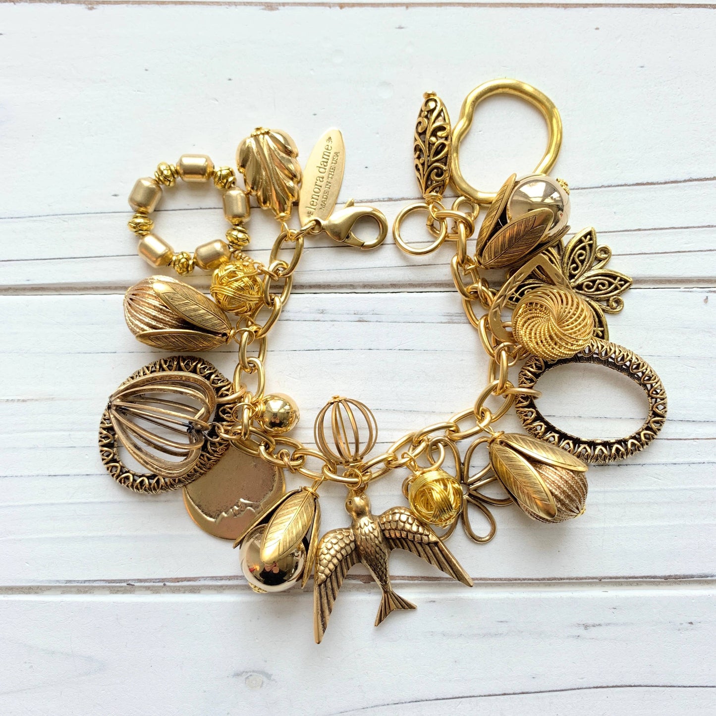 Lenora Dame - Vintage Inspired Gilded Charm Bracelet