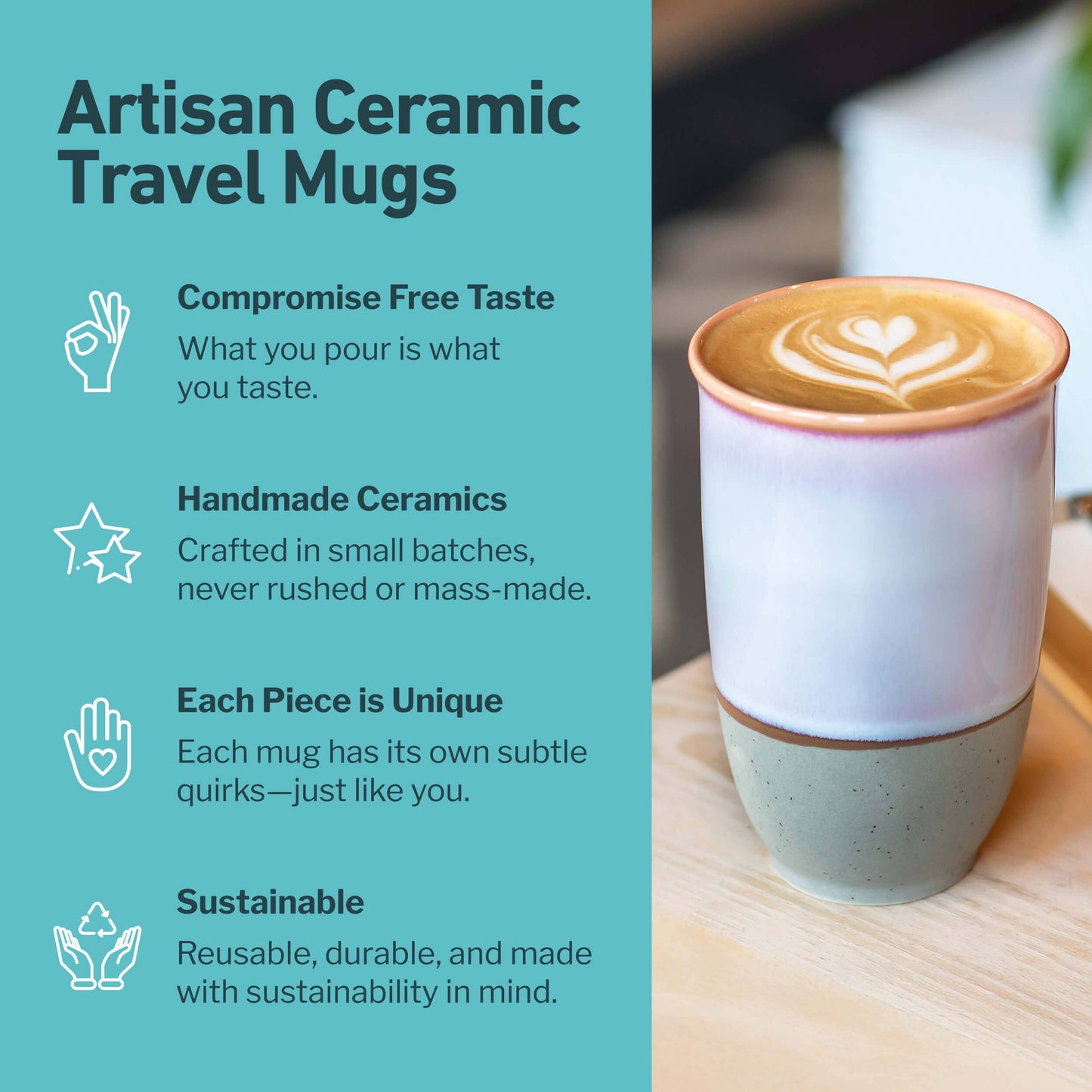 Horizon Ceramic Travel Mug – 12oz with Lid & Sleeve