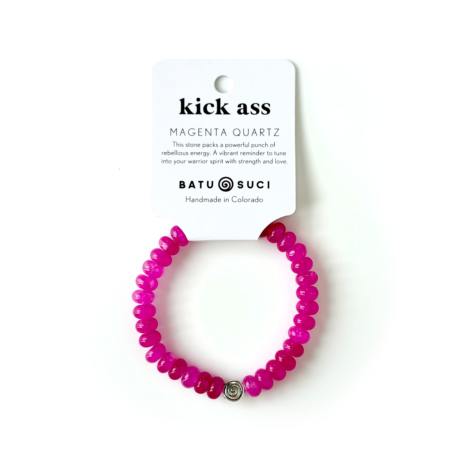 Kick Ass Rondelle Bracelet | Magenta Quartz Gemstone Bracelet