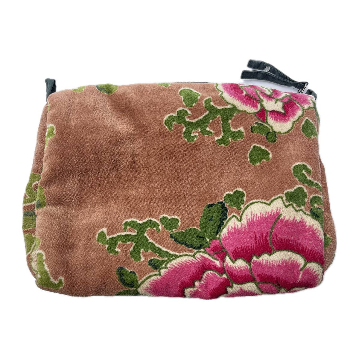 Little Journeys Chicago - Rome Velvet Pouch Peonies Taupe