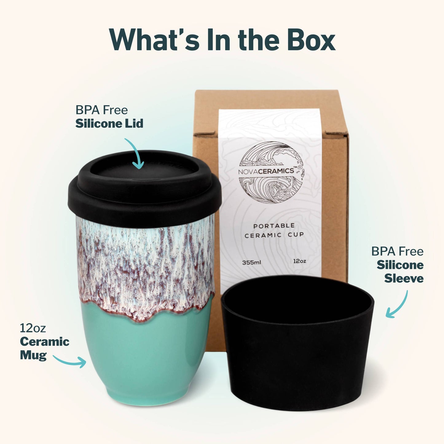 Nebula Ceramic Travel Mug – 12oz with Lid & Sleeve