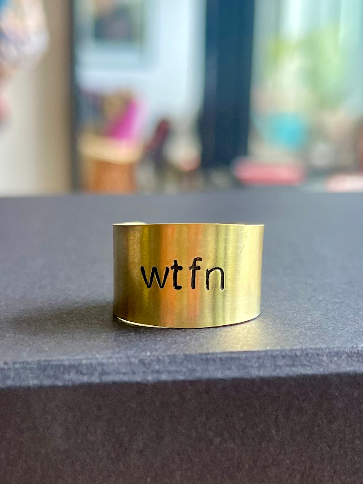 “WTFN” Hand Stamped Brass Ring