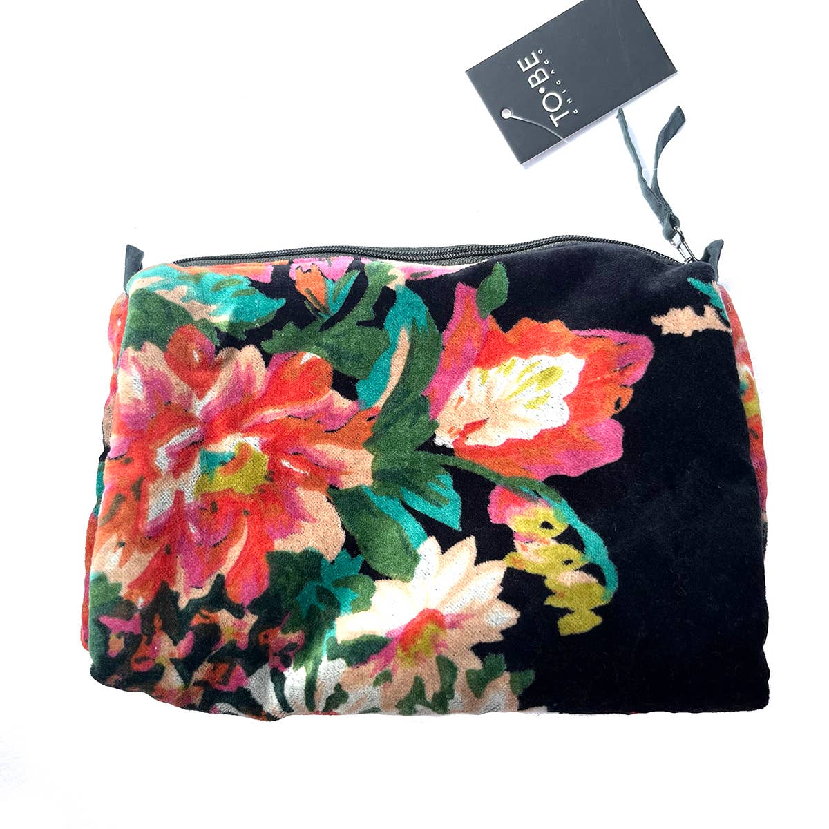 Little Journeys Chicago - Rome Velvet Pouch Coral Black