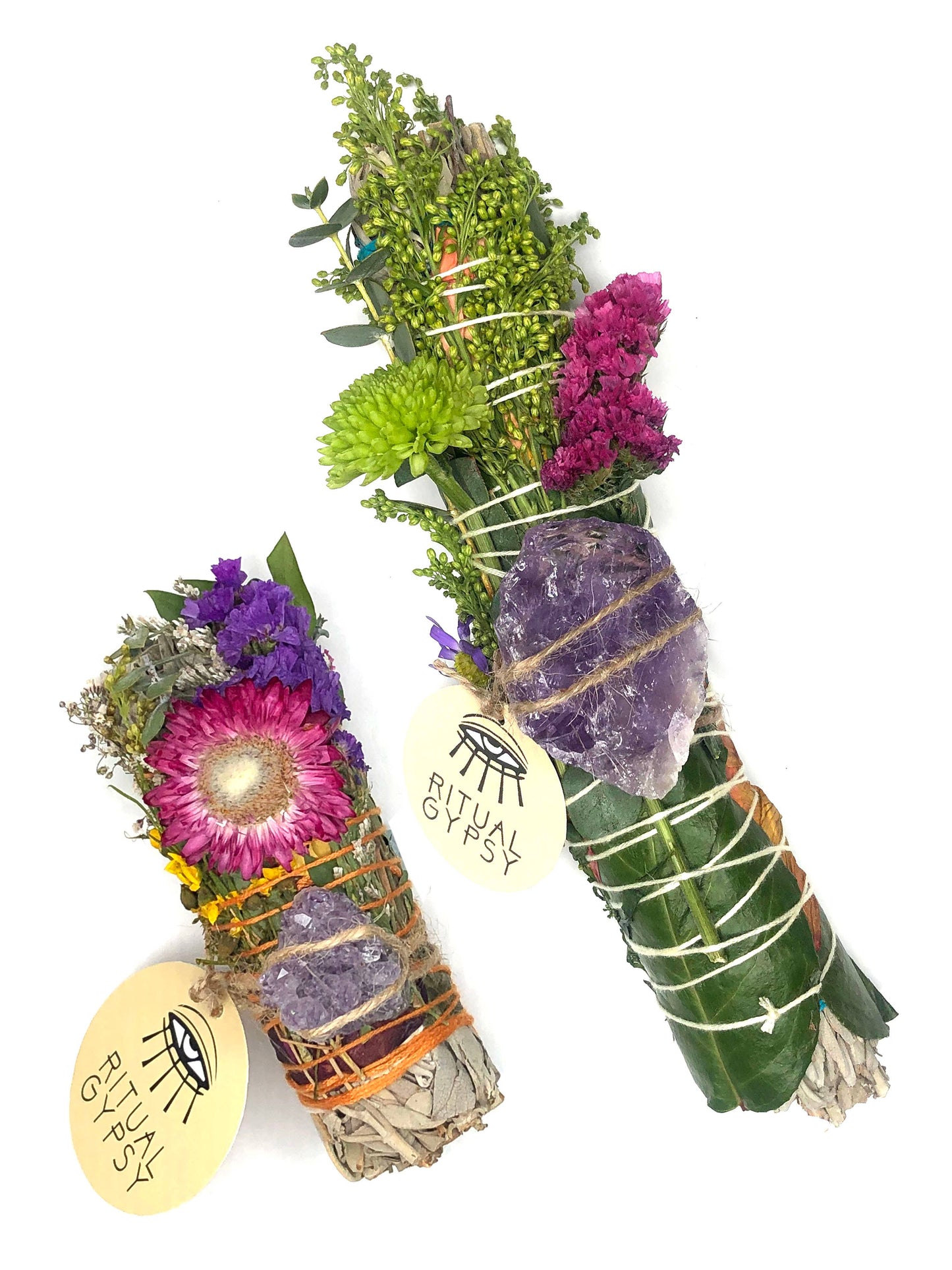 Ritual Gypsy - Ritual Sage Wand + Amethyst - (4"/9")