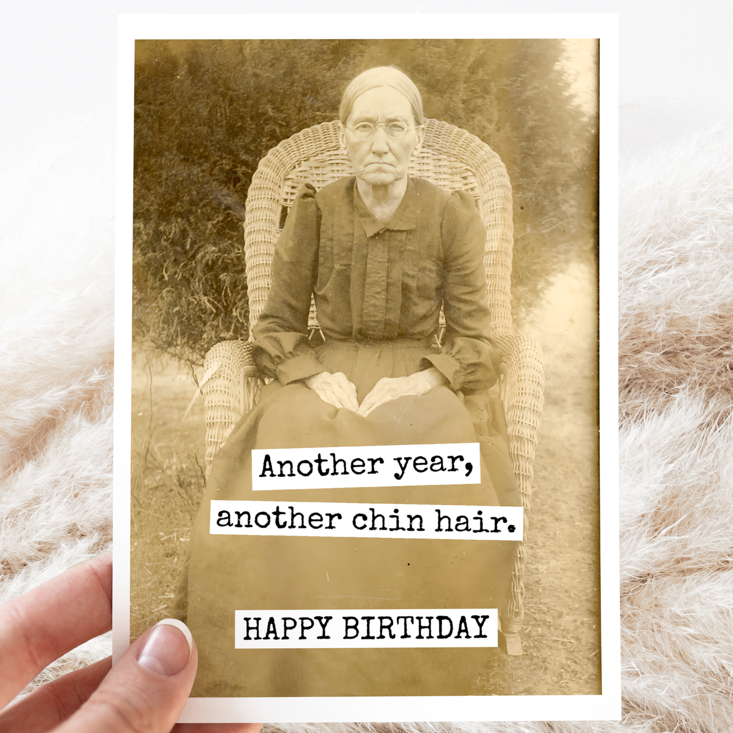 Raven's Rest Studio - Funny Birthday Card. Another Year, Another Chin Hair.