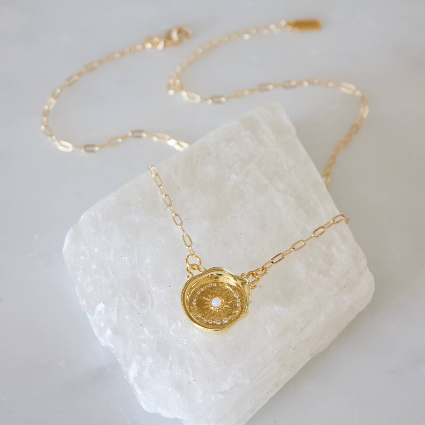 Opal Celestial Coin Necklace