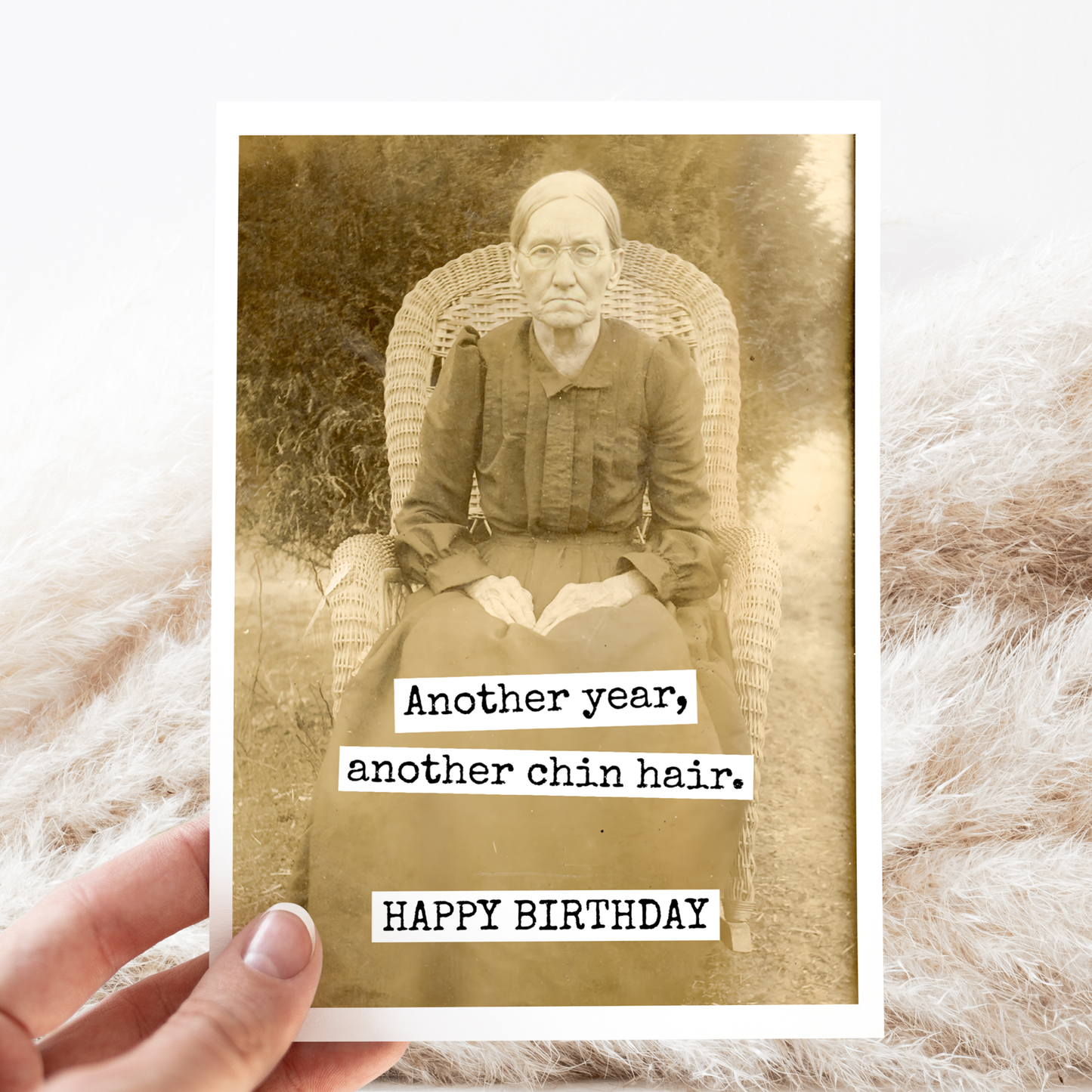Raven's Rest Studio - Funny Birthday Card. Another Year, Another Chin Hair.