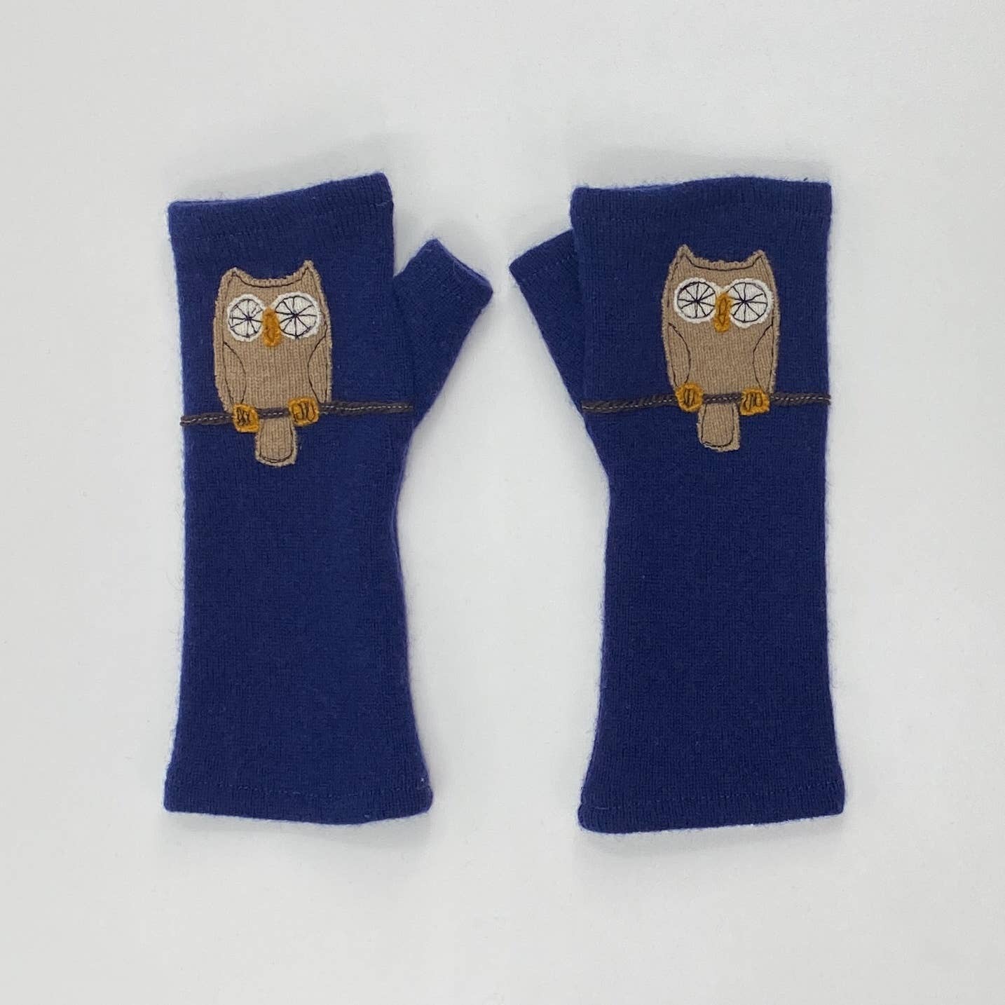 Fingerless Cashmere Gloves - Owl
