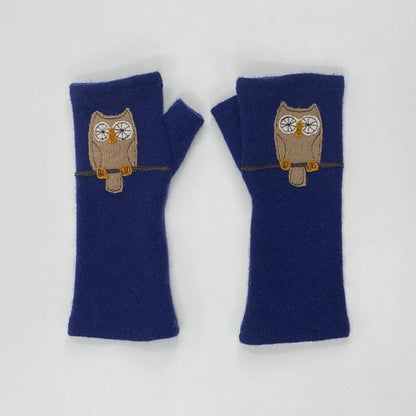 Fingerless Cashmere Gloves - Owl