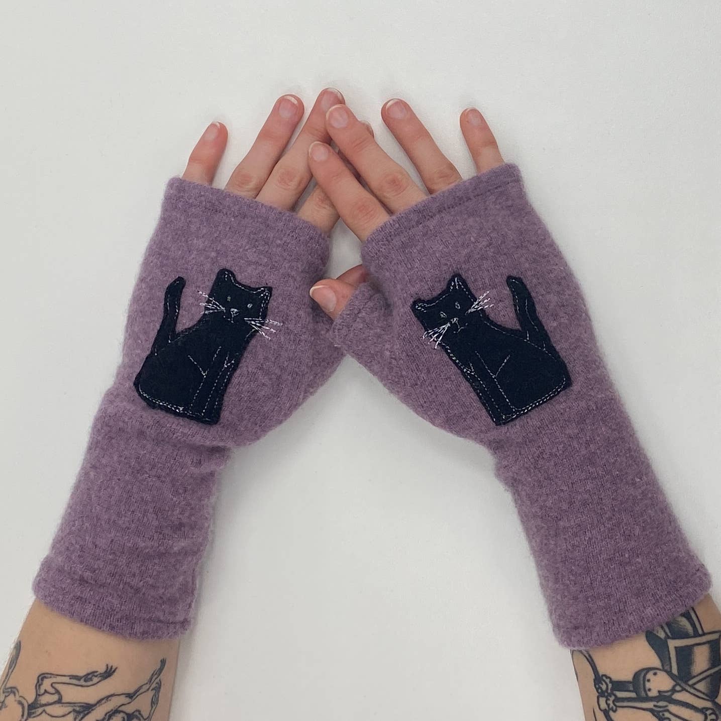 Fingerless Cashmere Gloves - Cat