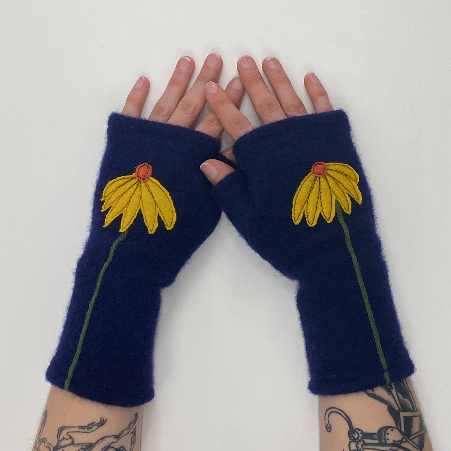 Fingerless Cashmere Gloves - Coneflower