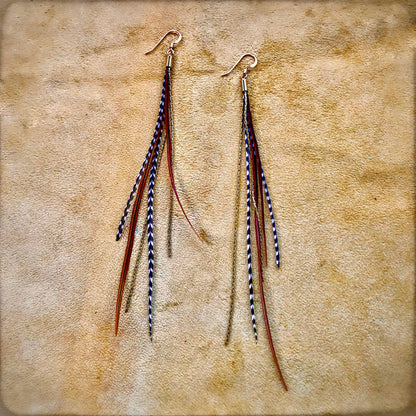 Mini Feather Earrings - Grizzly & Fawn/Gold