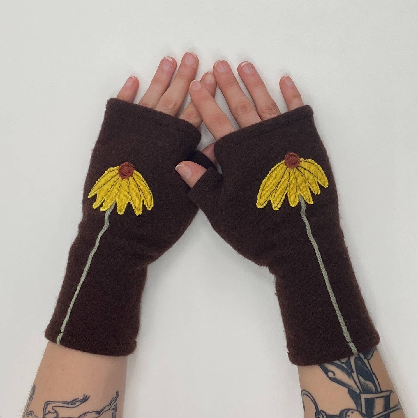 Fingerless Cashmere Gloves - Coneflower