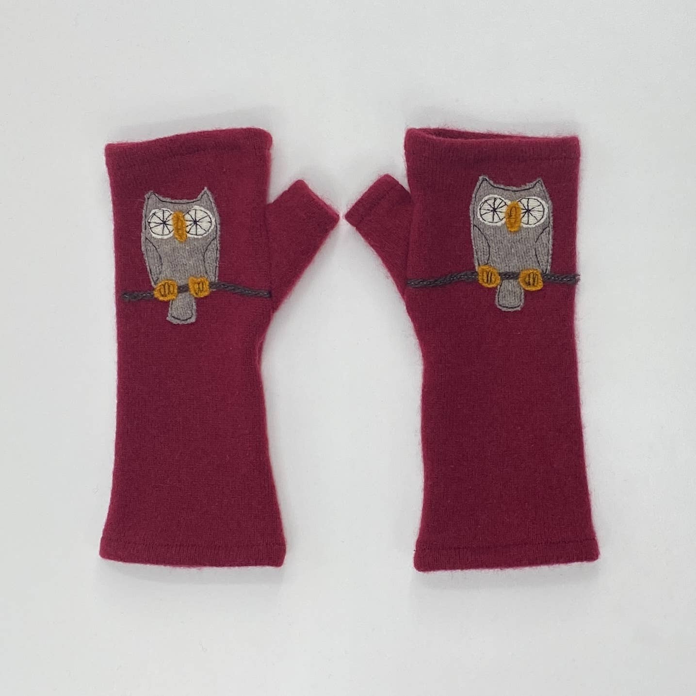 Fingerless Cashmere Gloves - Owl