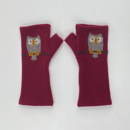 Fingerless Cashmere Gloves - Owl