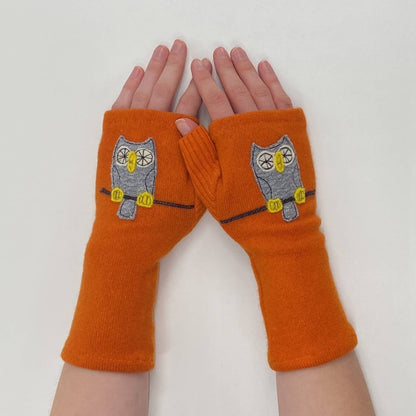 Fingerless Cashmere Gloves - Owl