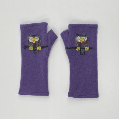 Fingerless Cashmere Gloves - Owl