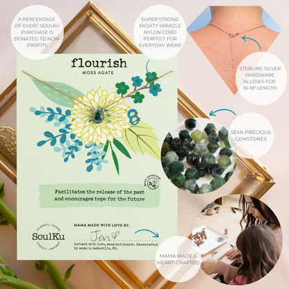 Flourish Necklace - Moss Agate
