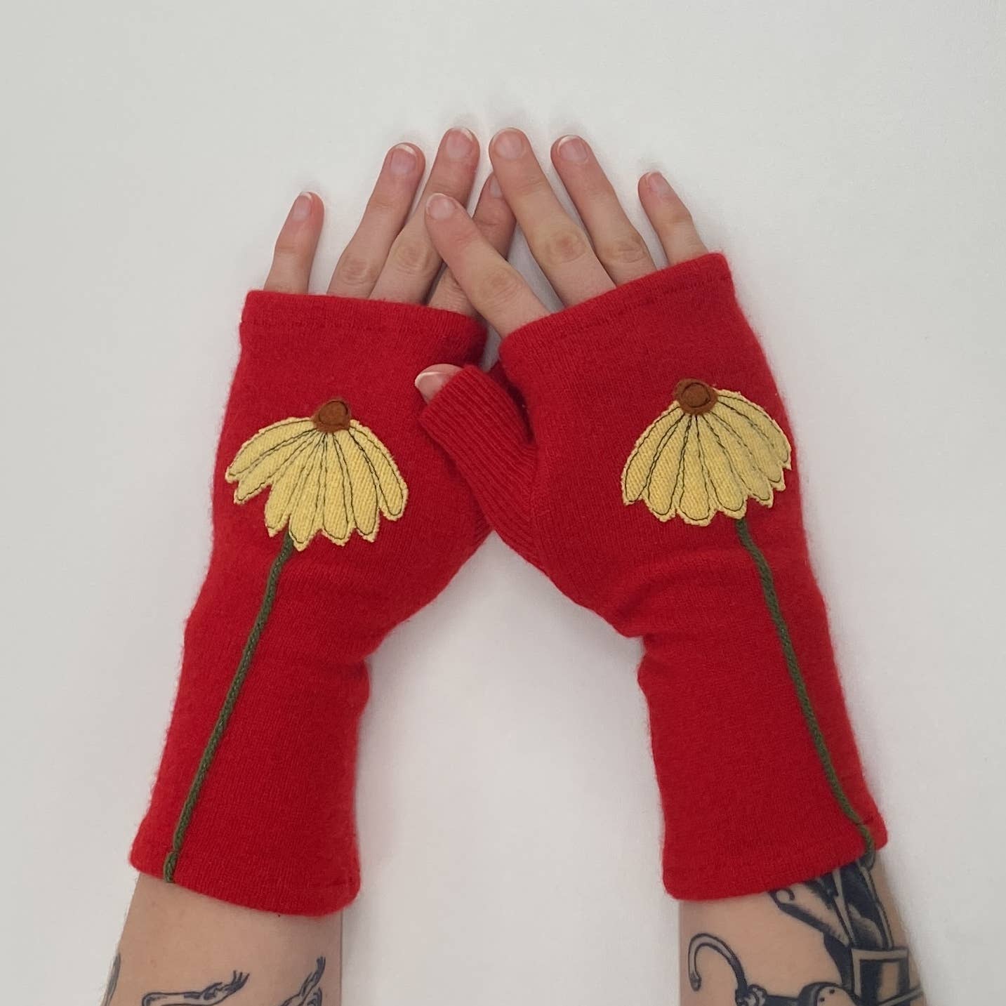 Fingerless Cashmere Gloves - Coneflower