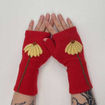 Fingerless Cashmere Gloves - Coneflower