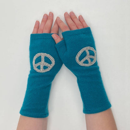 Fingerless Cashmere Gloves-Peace