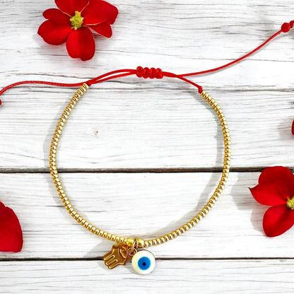 Good Vibrations Shop - Divine Protection Bracelet⎮Hamsa Hand & Evil Eye