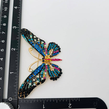 Colorful Rhinestone Enamel Butterfly Brooch