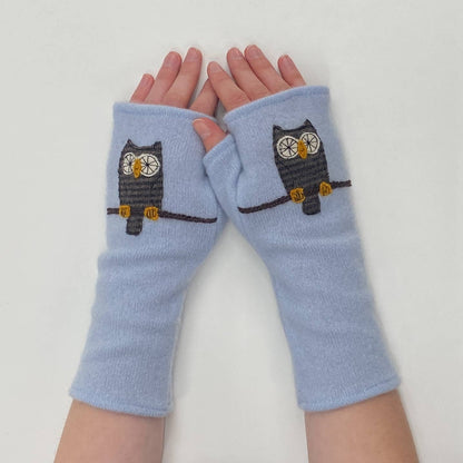 Fingerless Cashmere Gloves - Owl