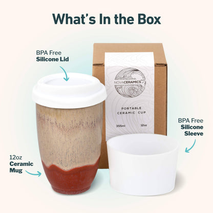 Jupiter Ceramic Travel Mug – 12oz with Lid & Sleeve