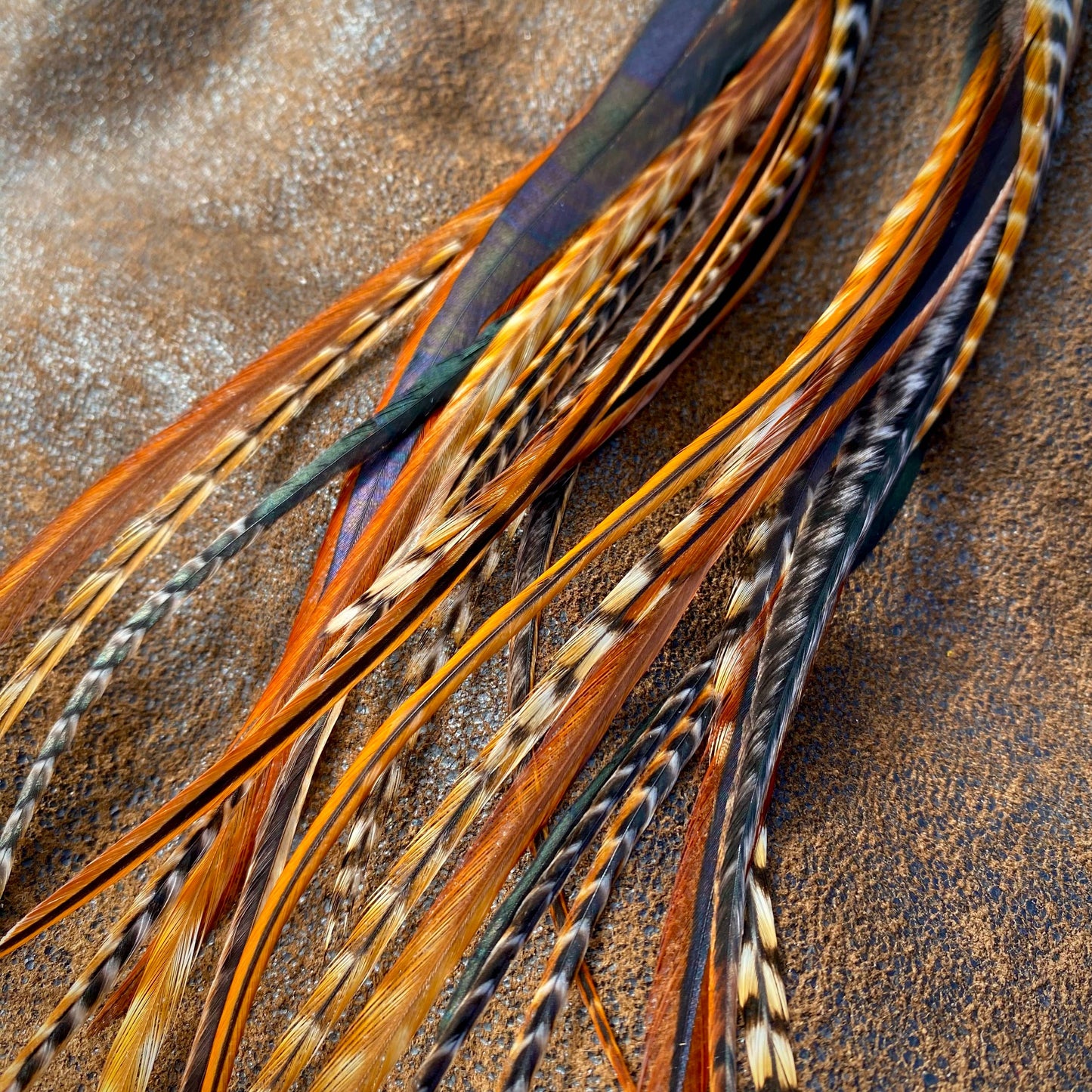 Long Feather & Cone Earrings – Cree Mix/Gold by ASTALI
