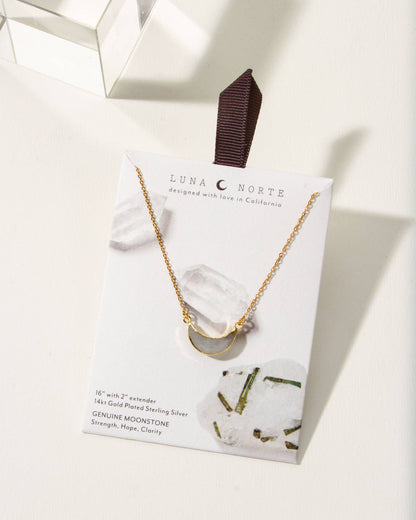 14Kt Sterling Silver Eclipse Necklace - Moonstone