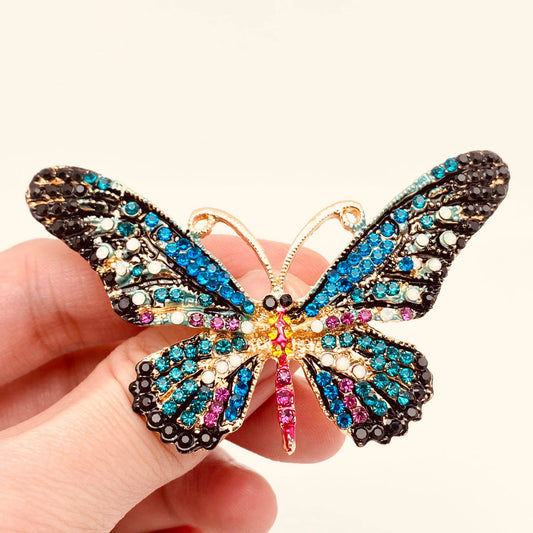 Colorful Rhinestone Enamel Butterfly Brooch