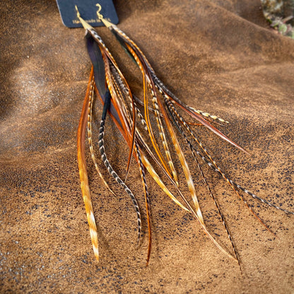 Long Feather & Cone Earrings – Cree Mix/Gold by ASTALI
