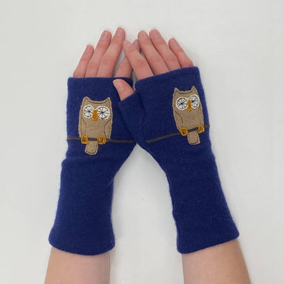 Fingerless Cashmere Gloves - Owl