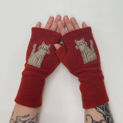 Fingerless Cashmere Gloves - Cat