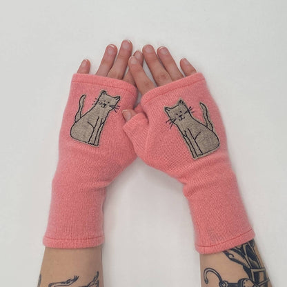 Fingerless Cashmere Gloves - Cat